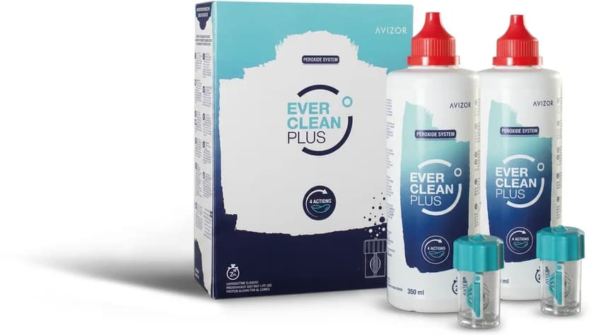 Avizor Ever Clean Plus 2 x 350 ml hydrogen peroxide system with lens cases