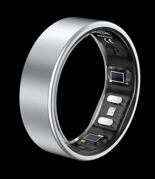 Actxa Core Smart Ring in black, shown from above and the side