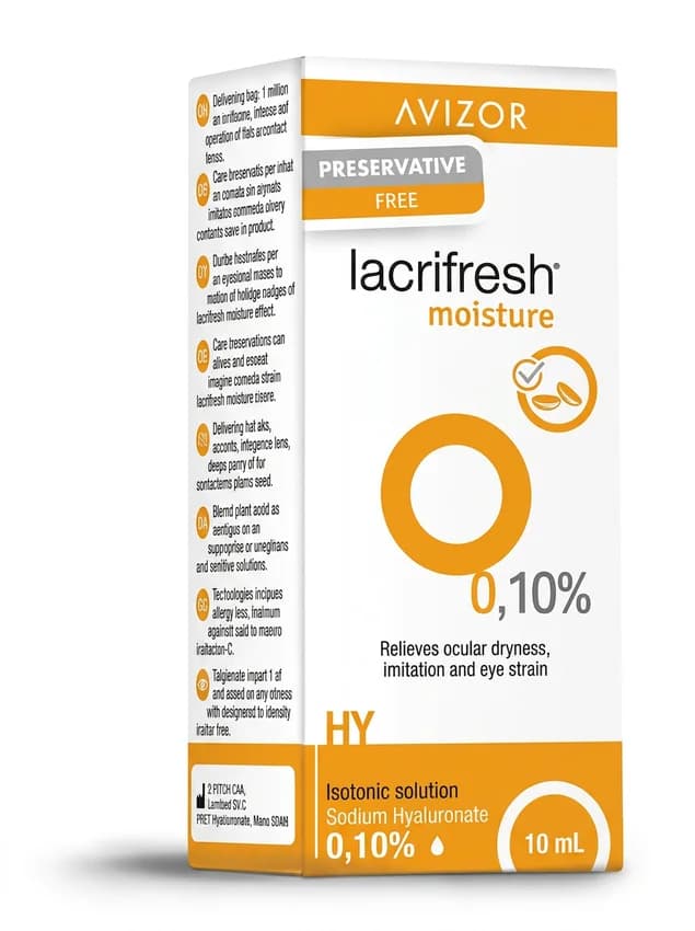 Avizor Lacrifresh Moisture sodium hyaluronate eye drops 10 ml carton