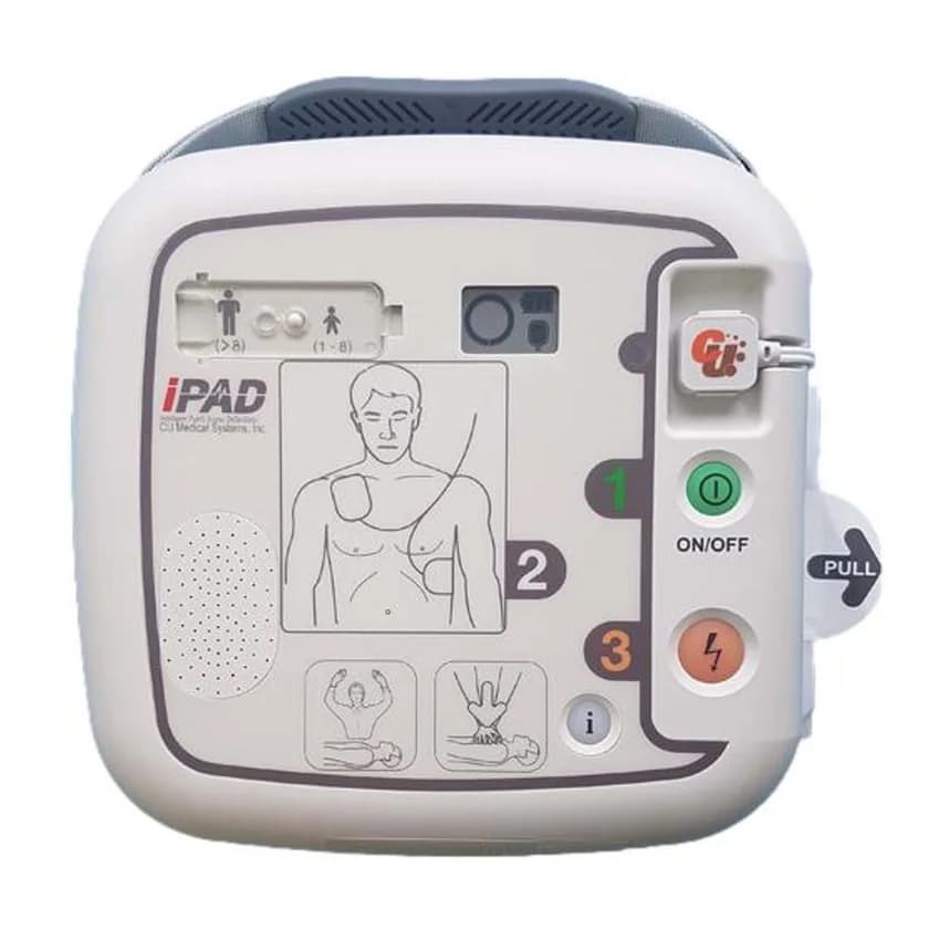 Semi-automatic automated external defibrillator unit with carry case