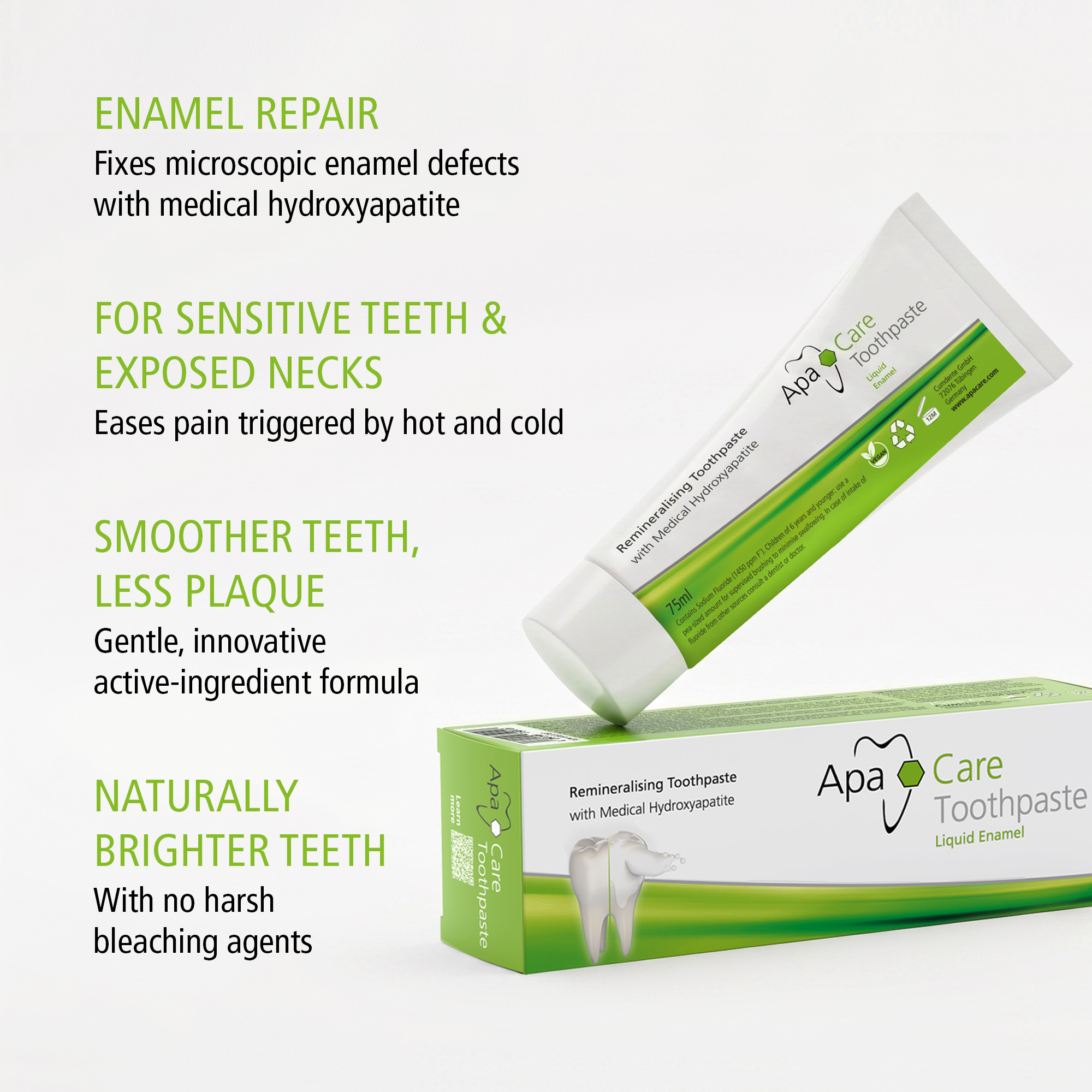 ApaCare toothpaste with enamel care information